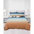 thumbnail image 2 of Quilts Twin Size Bedding Set, Orange Blue Ombre Lightweight Quilted Comforter, Contemporary Abstract Gradient Soft Reversible Bedspread Coverlet with Pillow Covers for All Season, 68" x 86", 2 of 7