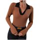 thumbnail image 1 of Mujeres Casual Sólido Tejido Adelgazante Trompeta Manga Larga Cuello en V Suéteres Tops Blusa Fridja  hjk2569, 1 of 9