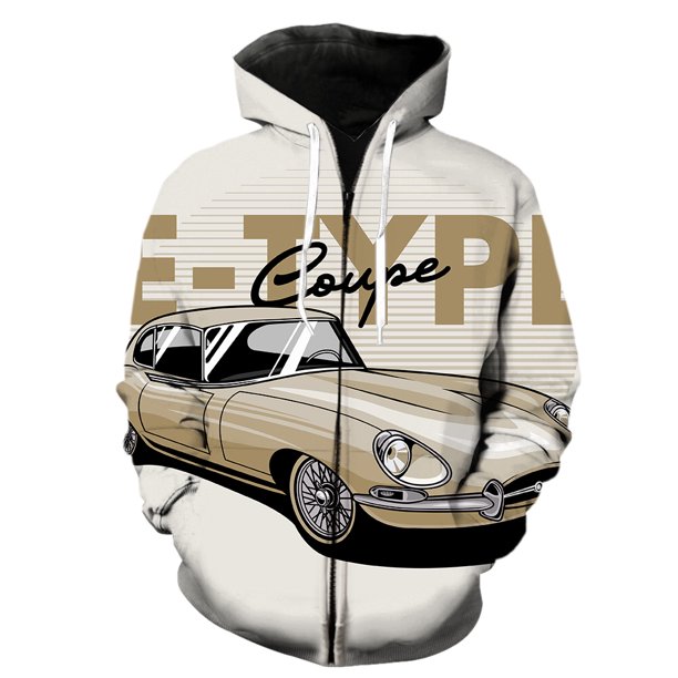 Sudadera con capucha y cremallera para hombre, diseño de coche clásico de dibujos animados, unisex, con estampado 3D, estilo hip hop, informal, de manga larga, genial.
