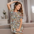 thumbnail image 3 of Easygdp Kitchen Food Camisón de manga corta para mujer, informal, estampado, 3 of 6