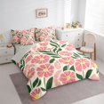 thumbnail image 2 of jejeloiu Modern Floral 7-Piece Twin Bedding For Girls,Bold Pattern Bedding Comforter Set,Pink Cream Green,Light Gray Reversible, 2 of 7