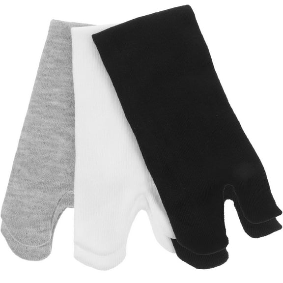 GOOHOCHY 3 Pairs Adult White Mid-calf Tabi Socks for Men and Women Men's