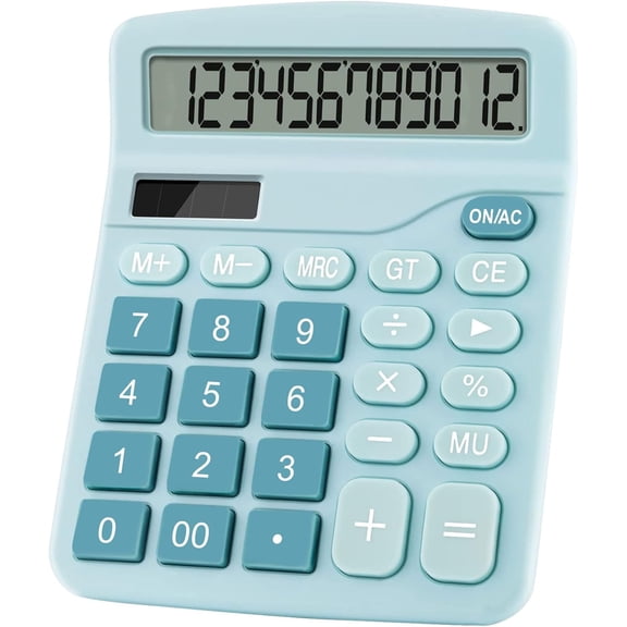 Office Calculators Desktop, 12-Digit Dual Power Cute Calculator with Large LCD Display Big Button for Office Home and School