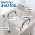 thumbnail image 5 of Medline Shower and Bath Chair with Back and Armrests for Elderly, 13.5 in Seat, Gray, 350 lb Weight Limit, 5 of 7
