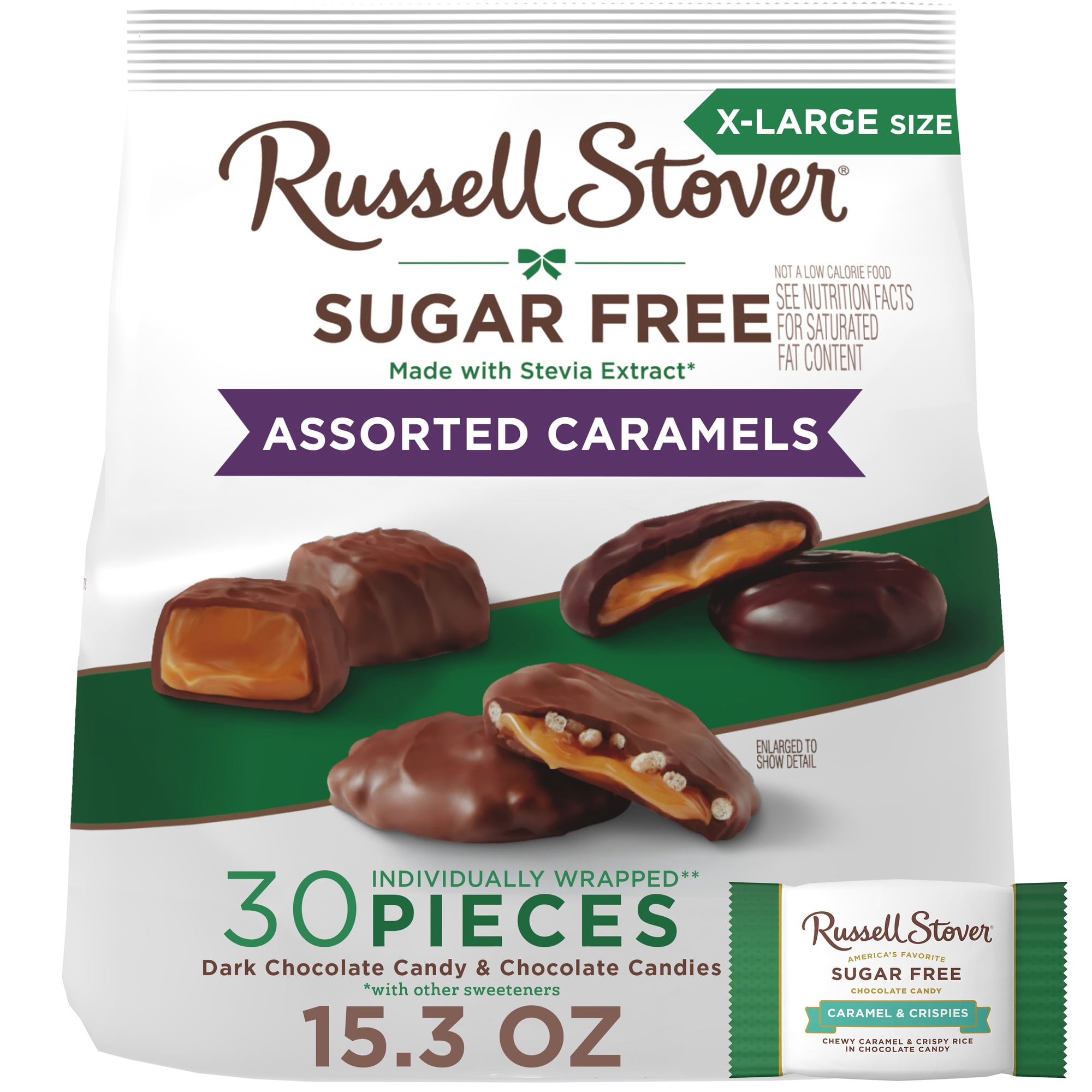 RUSSELL STOVER Sugar Free Assorted Caramels in Chocolate Candy, 15.3 oz. bag
