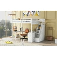 thumbnail image 5 of Harper & Bright Designs Full Size Loft Bed with Built-in Desk and Stairs Storage, Wooden High Loftbed Frame with 3-Tier Shelves and Staircase for Adults Bedroom, White, 5 of 16