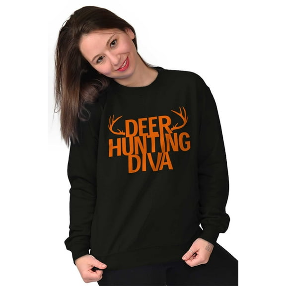 Deer Hunting Diva Antler Season Women Crewneck Sweatshirt Brisco Brands S