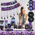 thumbnail image 2 of Decoración para fiesta de cumpleaños de la película Miércoles Addams, pancarta, globos, vajilla, suministros para eventos festivos, decoración del hogar, tazas, fondo, 2 of 5