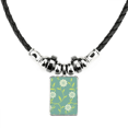 thumbnail image 1 of verde blanco flores patron decorativo collar a mano colgante de cuerda de cuero Unbranded M, 1 of 3