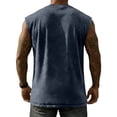 thumbnail image 3 of Dresfit Shirts for Men Cut Off Crew Neck Sleeveless Tank Tops Distressed Washed Hawaiian T Shirts 2026 Summer Loose Oversized Oversized Vintage Shirt Navy 2XL, 3 of 3