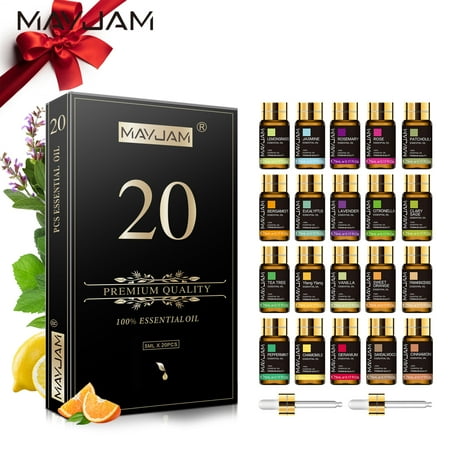 MAYJAM Aromatherapy Essential Oils Gift Set, 100% Pure Therapeutic, for Diffusers, Massage, Sleep, Relaxation, DIY Soap Candle Making (20 x 5ML)