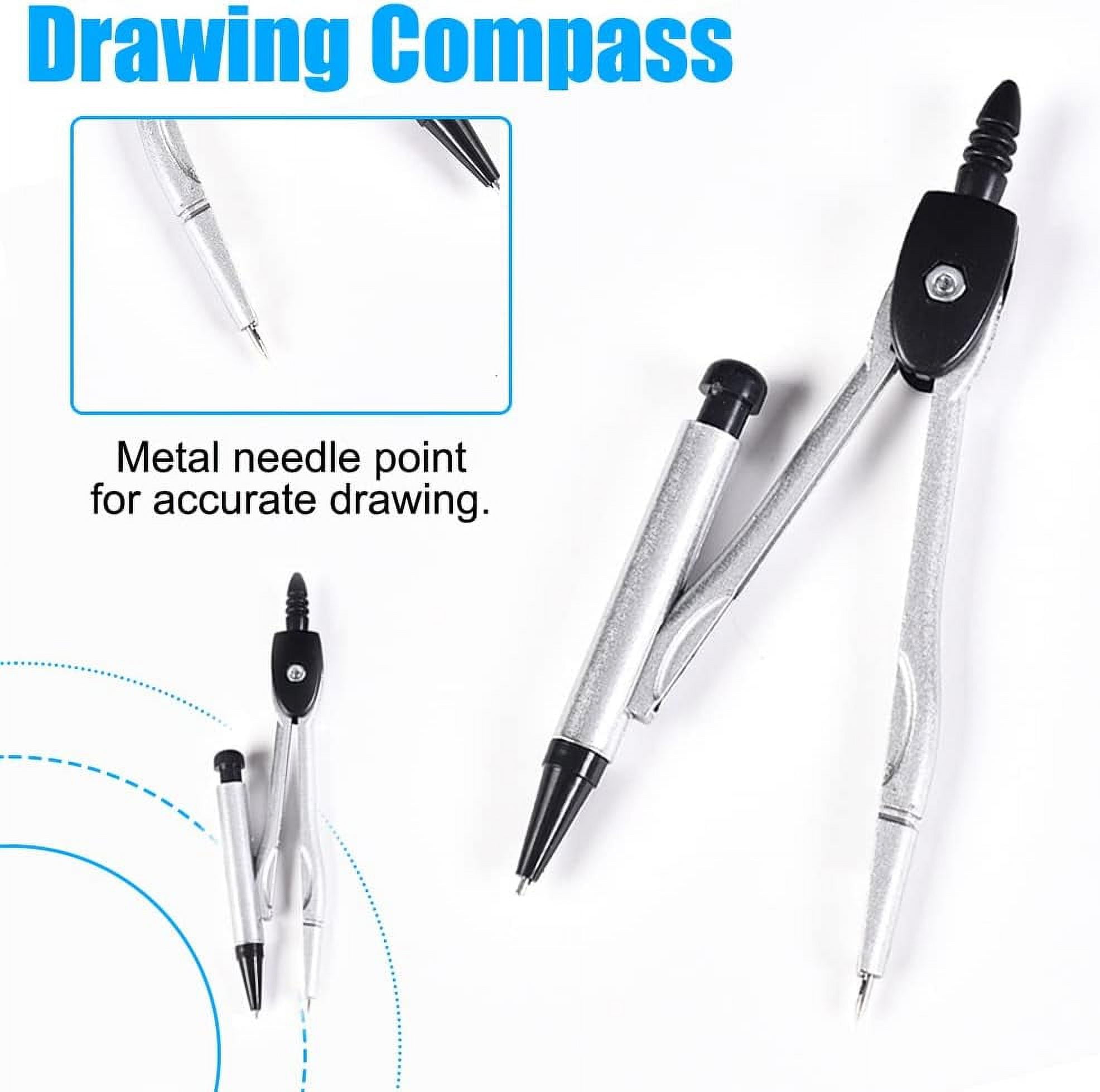 RETON Maths Set - Compass and Protractor Set Geometry Compass School Supplies Set - Drawing Compass Protractor Pencil Pencil Refill Eraser Ruler Set in Carry Case