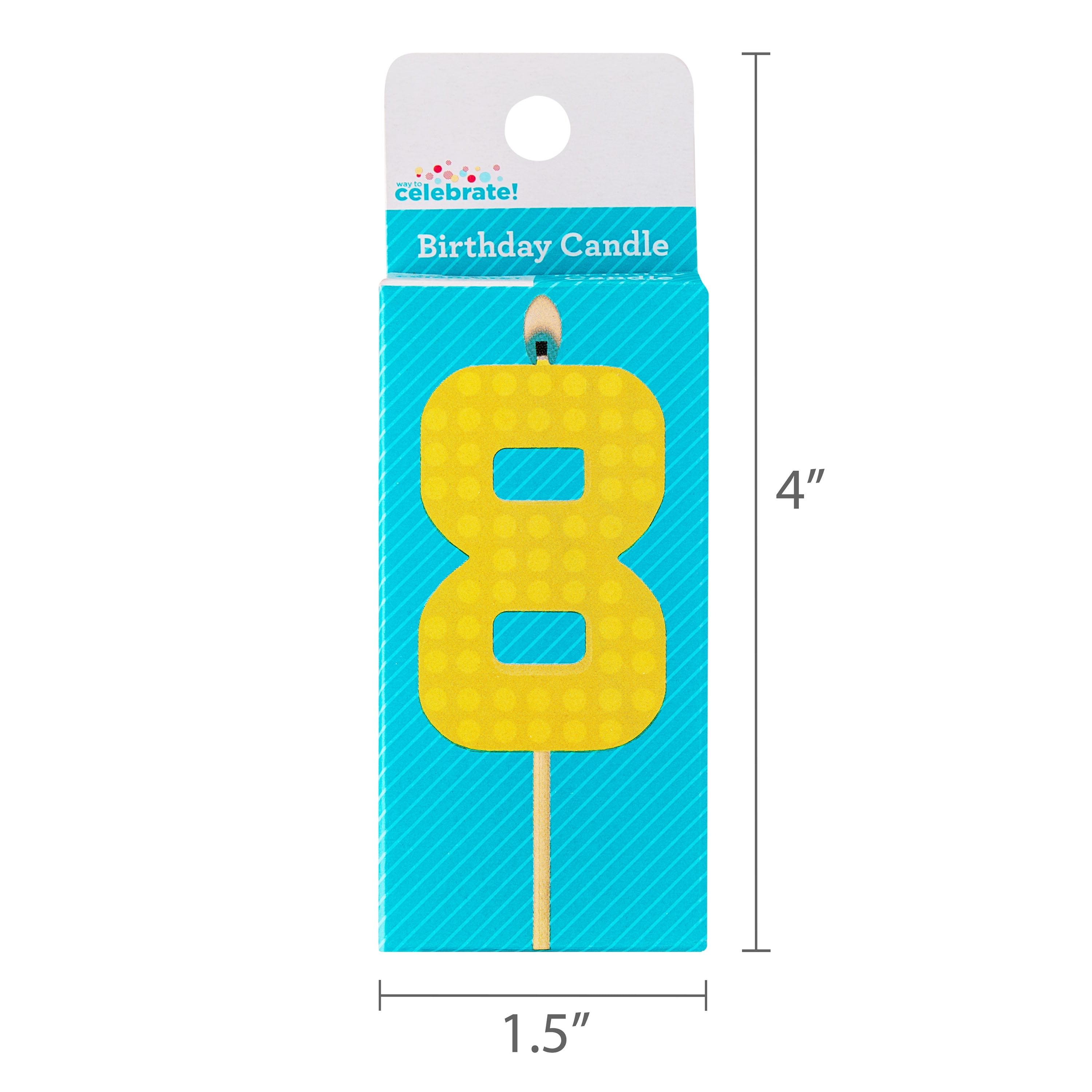 Yellow Building Block Birthday Number 8 Candle, by Way To Celebrate