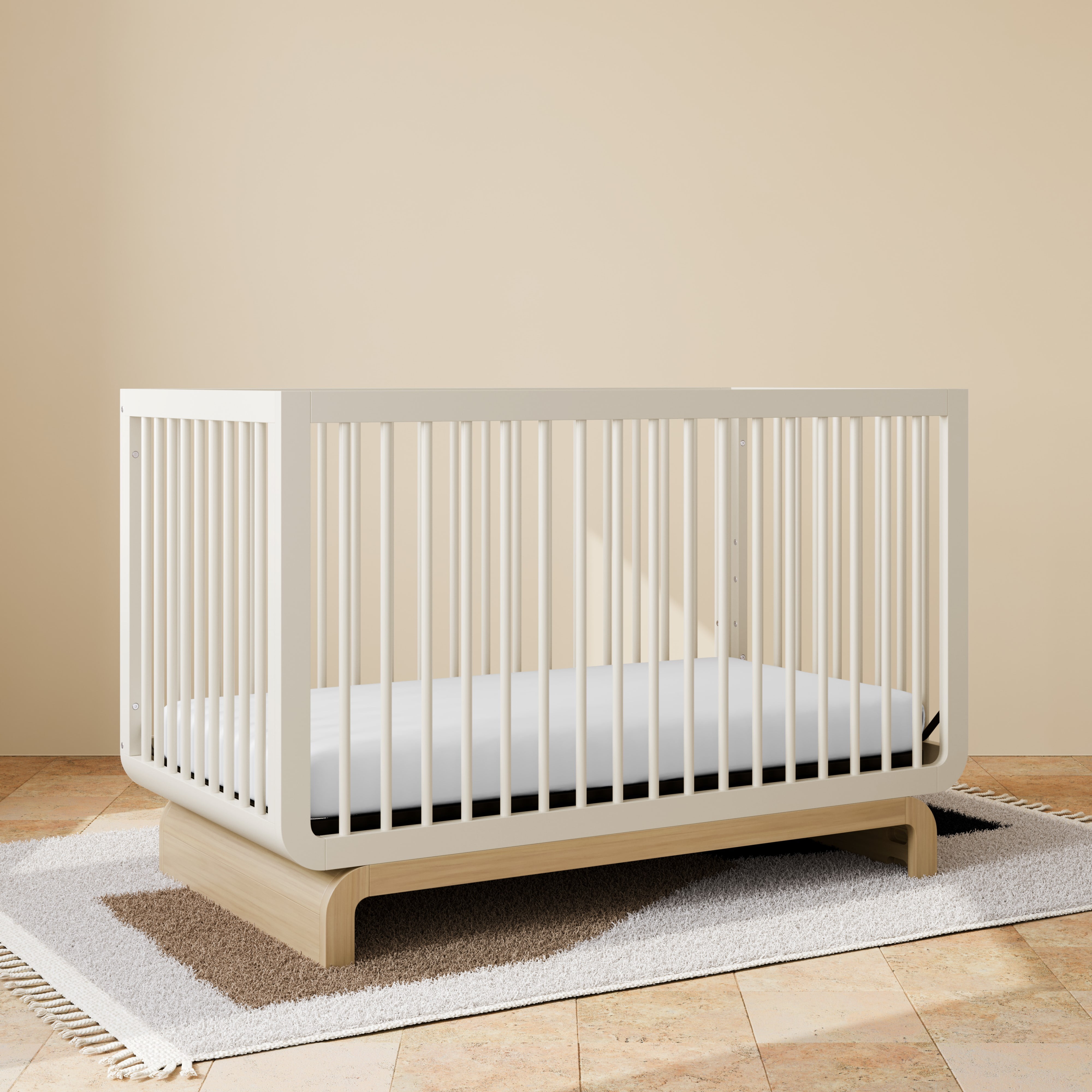 Art of Nursery by Storkcraft Santorini 5-in-1 Convertible Baby Crib, Frosted Oat with Driftwood