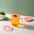 thumbnail image 4 of Naiovety Tapas de taza con soporte para cuchara, cubierta de taza de té reutilizable a prueba de fugas, vasos de vidrio para beber, tapa a Teteras Naranja, 4 of 6