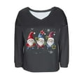 thumbnail image 5 of Craaazy Christmas Shirts for Women V Neck Long Sleeve Sweatshirt Christmas Print Pullover Tops Gifts, 5 of 6
