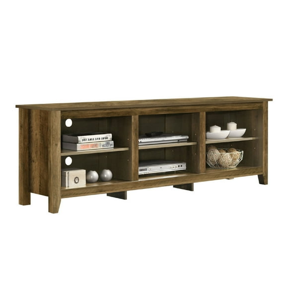 Nitto TV Stand Media Cabinet- Adjustable Shelves- Oak Brown 70 Inch