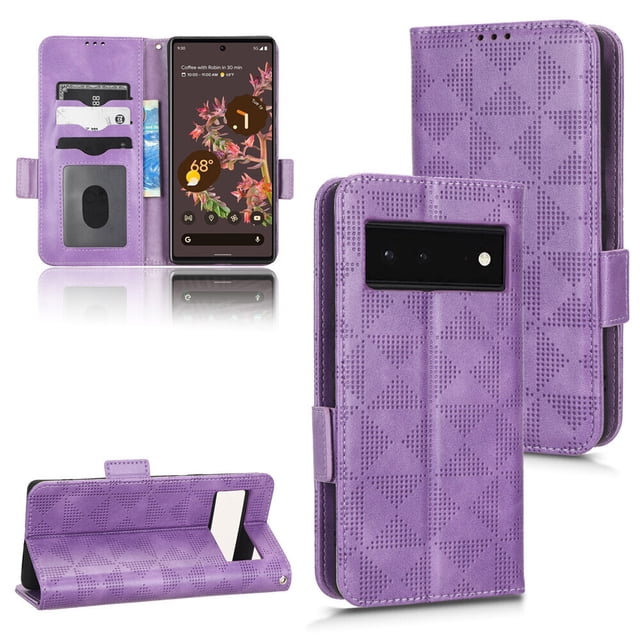 Google Pixel 6 5G Case , Leather Wallet Cover Magnetic Full Body Shockproof Stand Flip Case for Google Pixel 6 5G