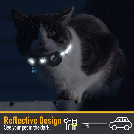Qianli Collier Pour Chat Collier Reflechissant Pour Chat Avec Clochette Et Boucle De Securite Compatible Apple Airtag Reglable 22 35 Cm Bleu Walmart Canada