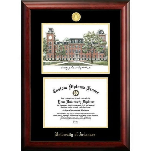 Campus Images AR999LGED-1185 8.5 x 11 in. University of Arkansas Gold Embossed Diploma Satin Mahogany Frame with Lithograph