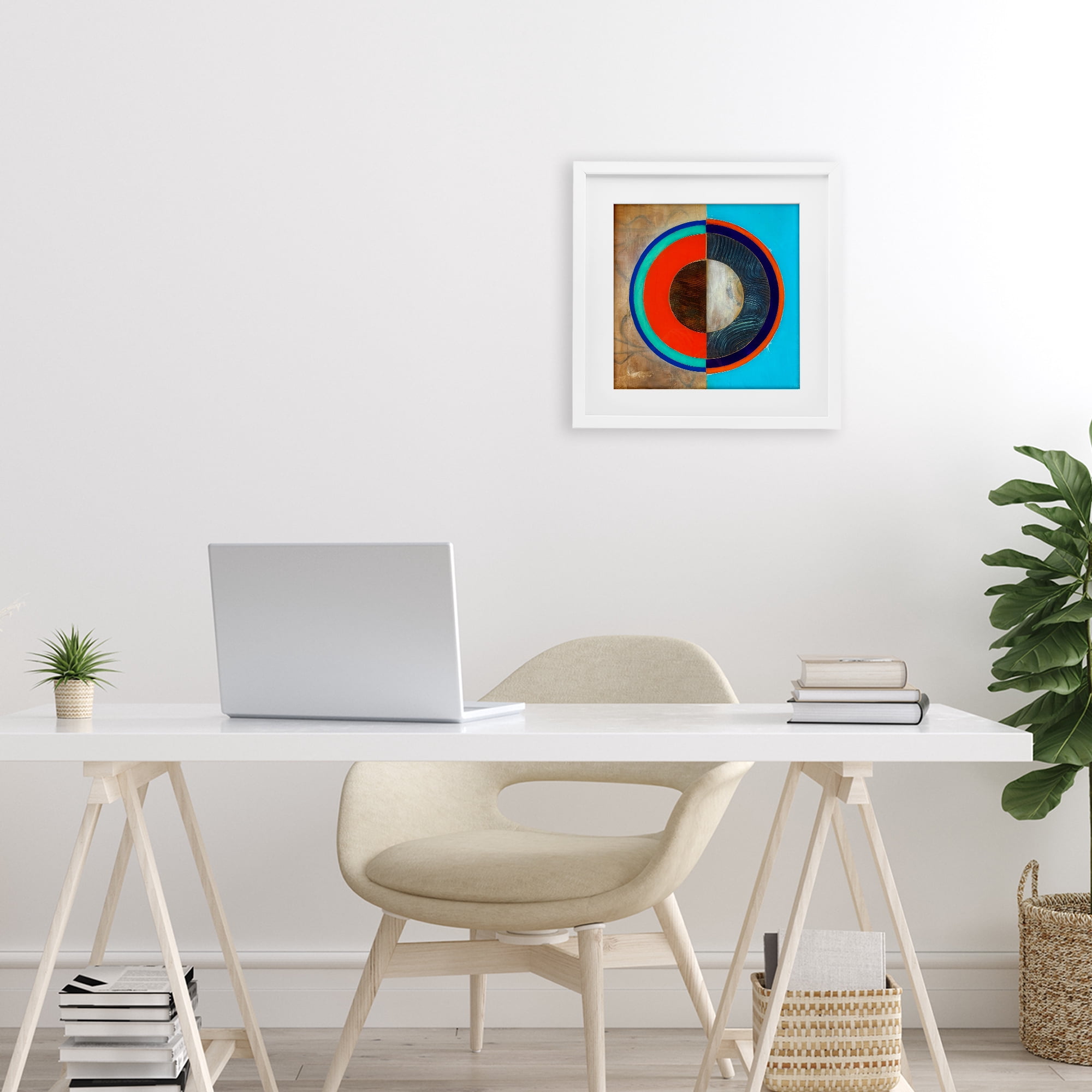 Stupell Industries Red Arc Summer Circle White Framed Print Under Glass, design by Matthew Finger