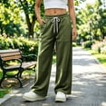 thumbnail image 5 of Ltctricy Sweatpants for Women Comfy Wide Leg Pants Drawstring Casual Lounge Trousers with Pockets Fall Trendy Clothes(Army Green,XX-Large), 5 of 7