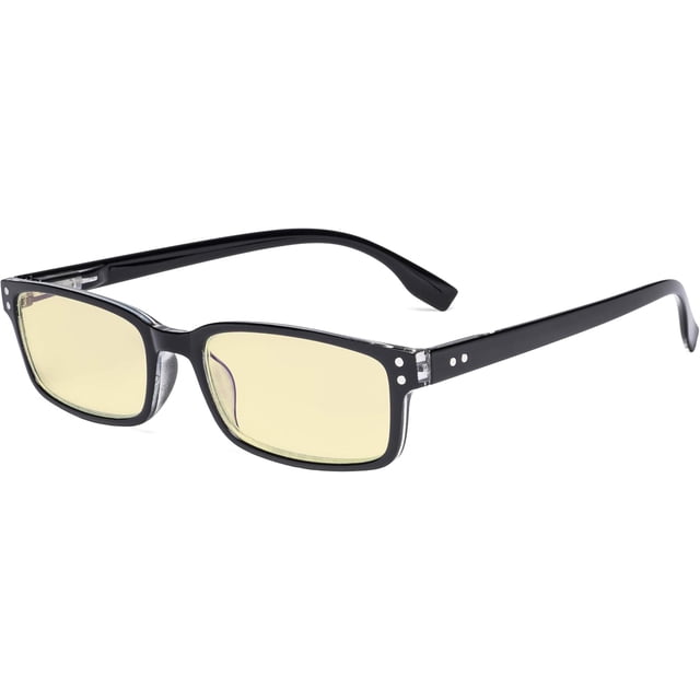 Eyekepper Blue Light Blocking Glasses with Yellow Filter Lens - Computer Eyeglasses Men Women - Black-Transparent