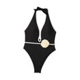 thumbnail image 4 of Traje de baño para mujer, bikini sin mangas con escote en V profundo para playa, viajes, piscina M, 4 of 8