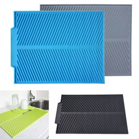 

Homelife Silicone Dish Drying Mat with Built-in Drain Lip Easy Clean Reusable Sink Mat Flexible Heat-resistant Dish Drain Mat for Kitchen Counter Eco-friendly Hot Pot Holder Trivet