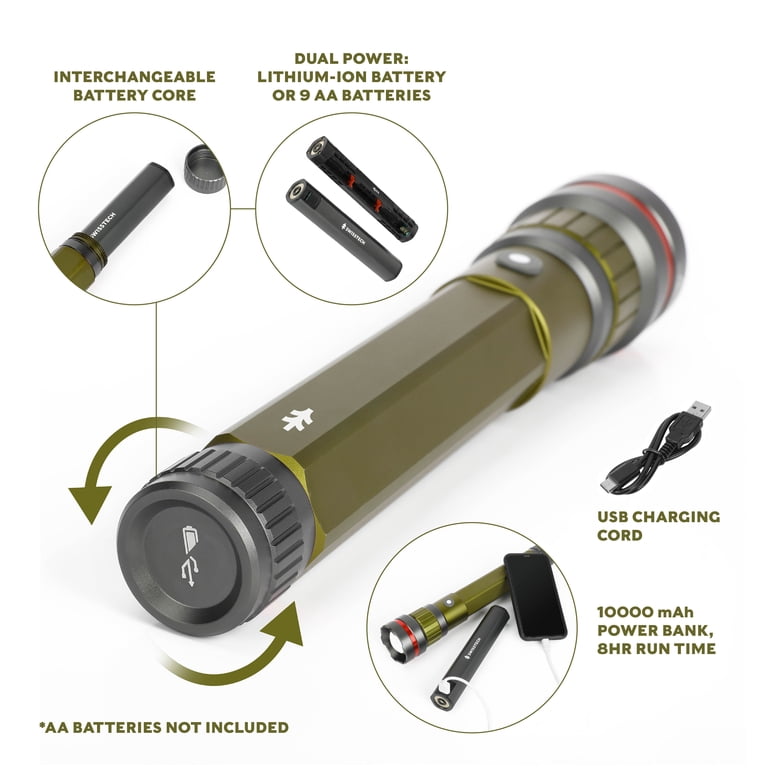 7 led rechargeable wall socket charger l.e.d flashlight Cree with integrated USB connector and charging circuit Overwhelm the dark and stay powered through any adventure with the Swiss Tech 7500 Lumen Dual Power Rechargeable LED Flashlight with Charging Bank Swiss Tech 7500 Lumen LED