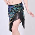 thumbnail image 6 of Xfvqtps Woman Sequin Dance Skirt Tassel Triangular Belt Belly Dancing Waist Towel Waist Chain Hip Towel Performance Skirt Green, 6 of 7
