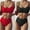 Black, variant on Jacenvly 2024 Bikini Swimsuits for Women Breathable Women Bikini U-Neck Hollow Out Two-Piece Solid Swimwear Swimsuit Beachwear Set Multicolor New Style Beach Dresses Casual Summer Black