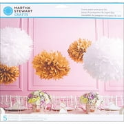 Tissue Paper Pom Pom Kit-gold/white