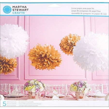 Tissue Paper Pom Pom Kit-gold/white