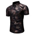 thumbnail image 2 of Camisa de manga corta con estampado de corte slim y botones informales para hombre Pompotops  oipoqjl47577, 2 of 4