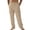 Khaki, variant on Zimjoy Men's Linen Cargo Pants Multi-Pockets Drawstring Elastic Waist Trousers Breathable Cool Casual Summer Beach Trousers, Light Blue L