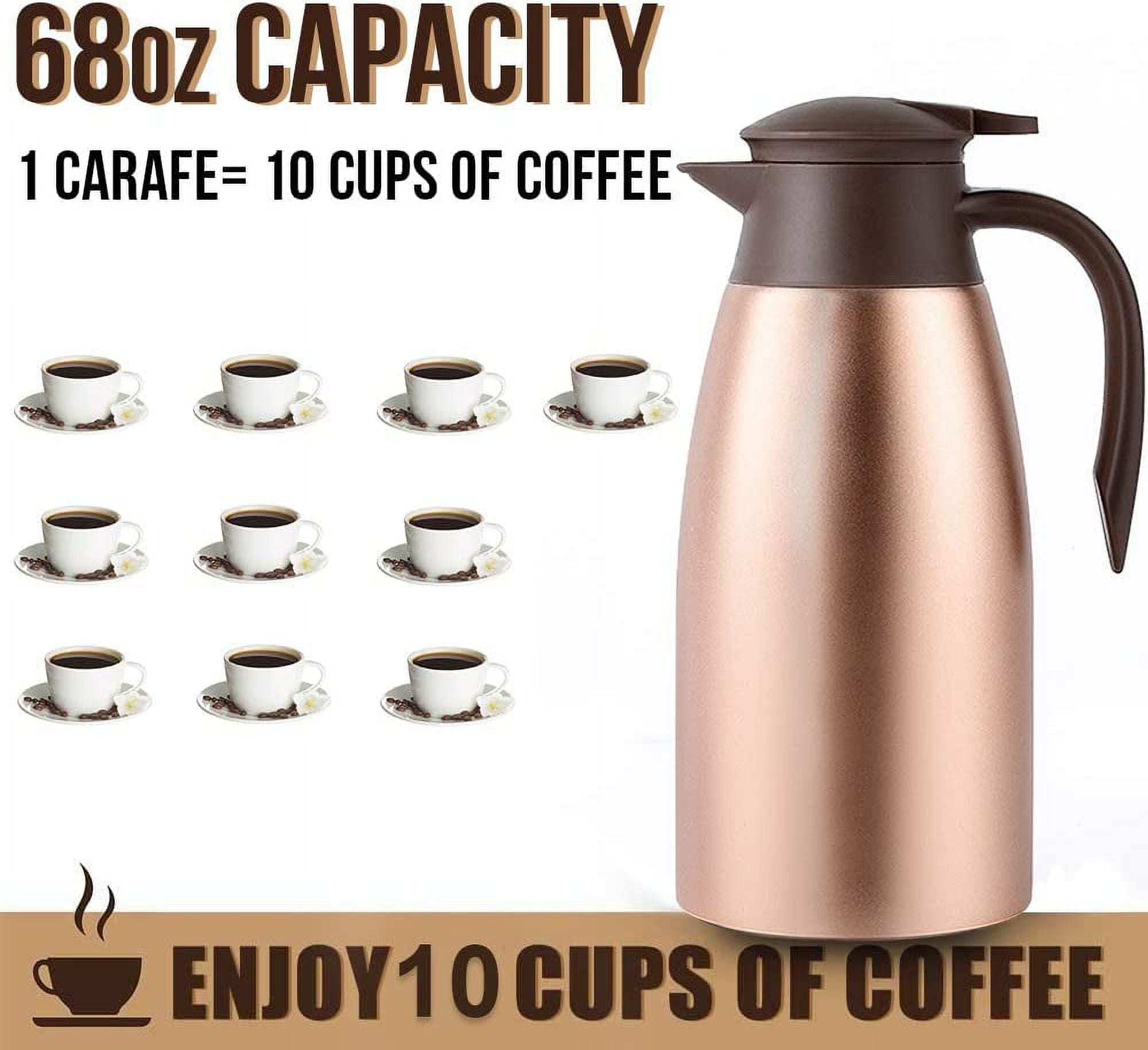 Thermal Coffee Carafe Stainless Steel - Heavy Duty, 24hr Lab Tested Heat  Retention, 2 Liter 68oz Insulated Coffee Thermos, Water & Beverage  Dispenser