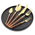 thumbnail image 2 of 1/2/4/5 uds occidental oro conjunto de cubiertos de acero inoxidable cubiertos mango de cuchillo de madera tenedor cuchara manteles Cocina Fivean unisex, 2 of 2