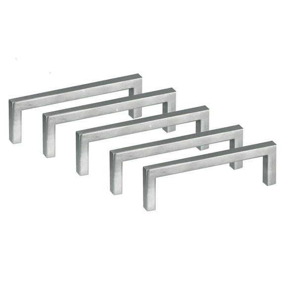 Design House 206532 Portico 96mm C-C Modern Square Cabinet Pull, Stainless Steel, 5-Pack
