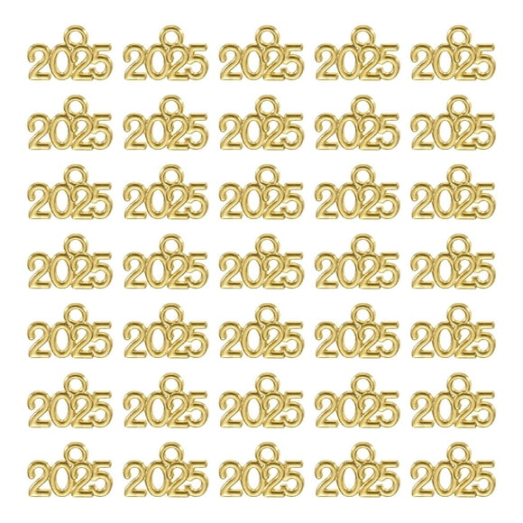 Charm del año 2025 Patrón de aleación de zinc Borlas de graduación doradas antiguas 60 Pcs