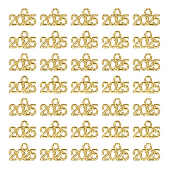Year Charm 2025 Pattern Zinc alloy Tassel Graduation Ancient Golden 60 Pcs