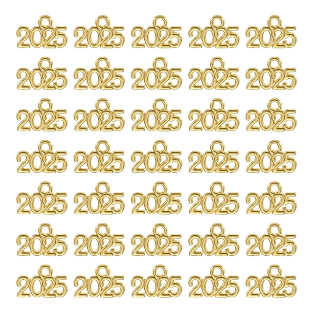 Charm del año 2025 Patrón de aleación de zinc Borlas de graduación doradas antiguas 60 Pcs