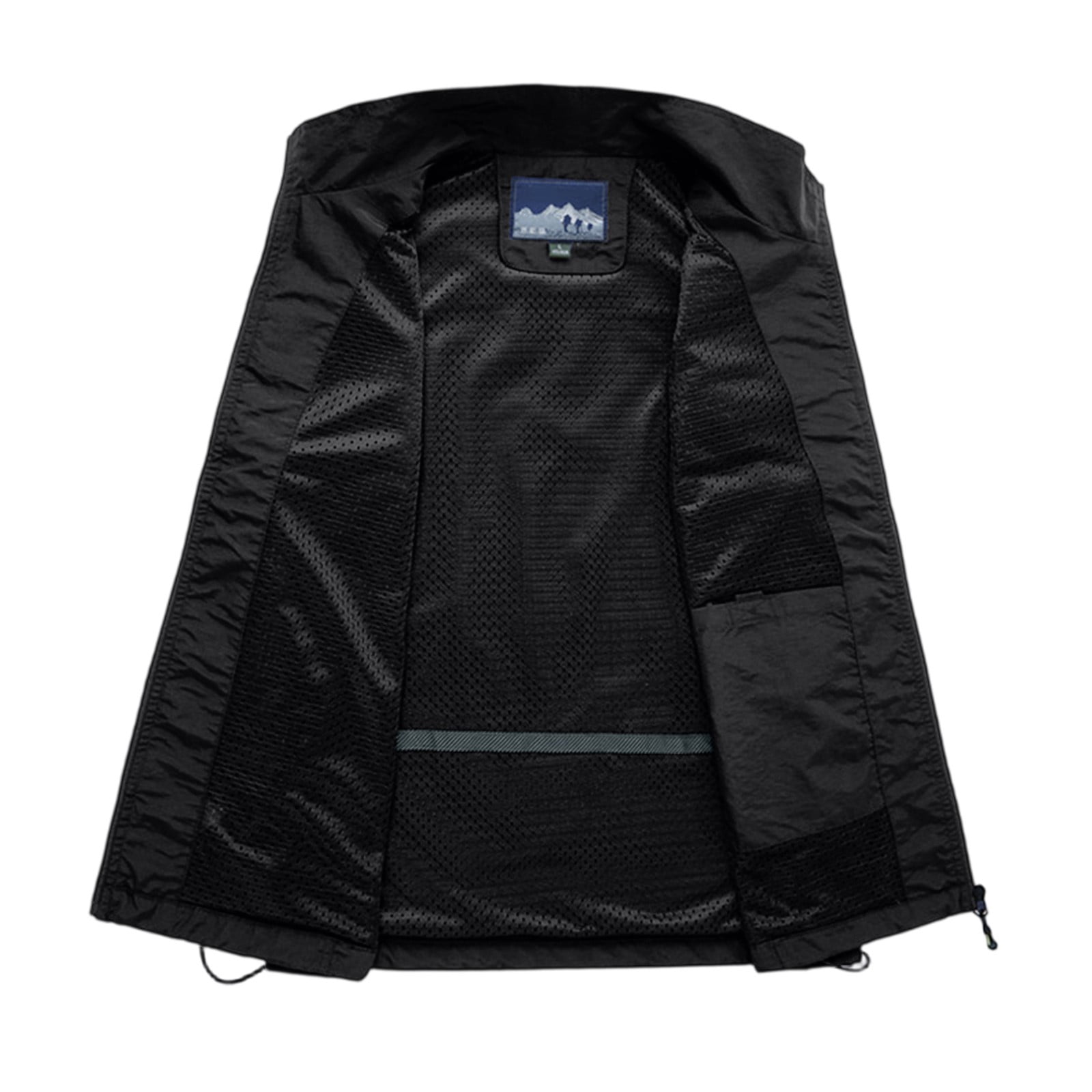 Men's Lightweight Windproof Golf Vest - Softshell Sleeveless Sports Jacket with Zipper Pockets, Breathable Outdoor Utility Vest for Running, Hiking, Fishing & Traveling (Black, M)