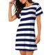 thumbnail image 2 of Balery Navy Blue And White Stripes Camisón de manga corta con cuello redondo para mujer, cómodo y elegante., 2 of 6