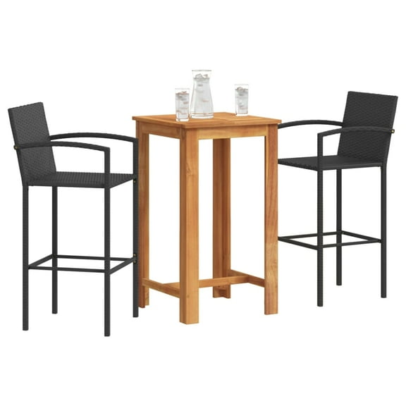 vidaXL Patio Bar Set Outdoor Garden Furniture Solid Wood Acacia and Poly Rattan