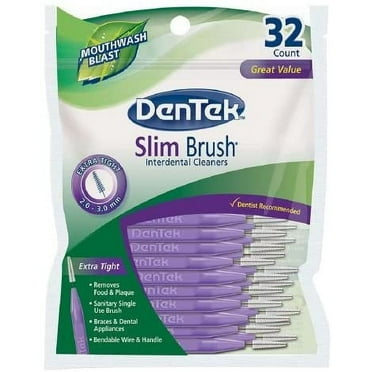 DenTek Slim Brush Interdental Cleansers, Extra Tight, Mouthwash Blast, 32 ea