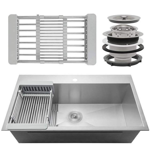 AKDY Handcrafted All-in-One Drop-In Stainless 30"x18 "x9" Kitchen Sink KS0098