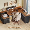 thumbnail image 5 of 59" Farmhouse L Shaped Computer Desk with 2 Drawers and Storage Cabinet, Wood Corner Office Desk for Home Office, 5 of 7