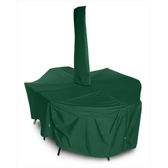 KoverRoos 61461 Weathermax Supersize High Back Dining Set Cover with umbrella hole&#44; Forest Green - 140 L x 80 W x 36 H in.