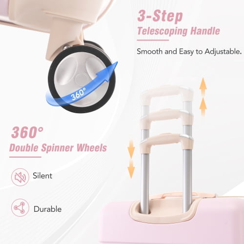 ACE-Travel,20"24"28" Luggages Sets and 12" Cosmetic Case(4PCS),Expandable 25%,with TSA Lock,Spinner Wheels,Telescopic Handle,Wrapped Corner,Durable,Lightweight,Hardshell(ABS) Suitcase Sets(Light Pink)